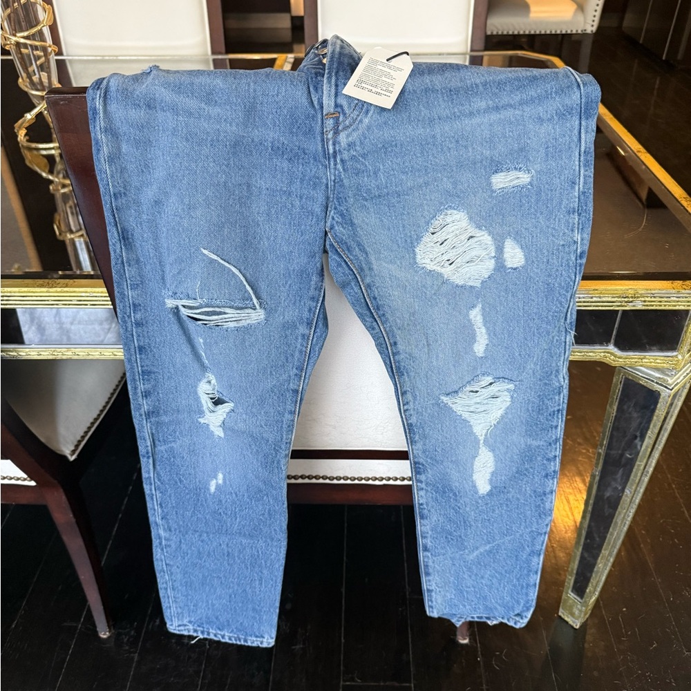 Blue ripped 501 jeans new w tags